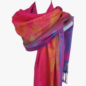 Rainbow Scarves Women Festival Shawl for Summer Hot Pink Bohemian Scarf Hair Wra